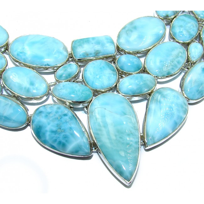 Cielito Lindo Chunky authentic Larimar .925 Sterling Silver handcrafted necklace