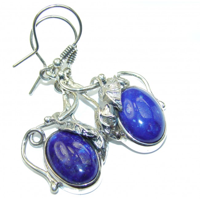 Bold Navy Blue Lapis Lazuli .925 Sterling Silver handmade earrings