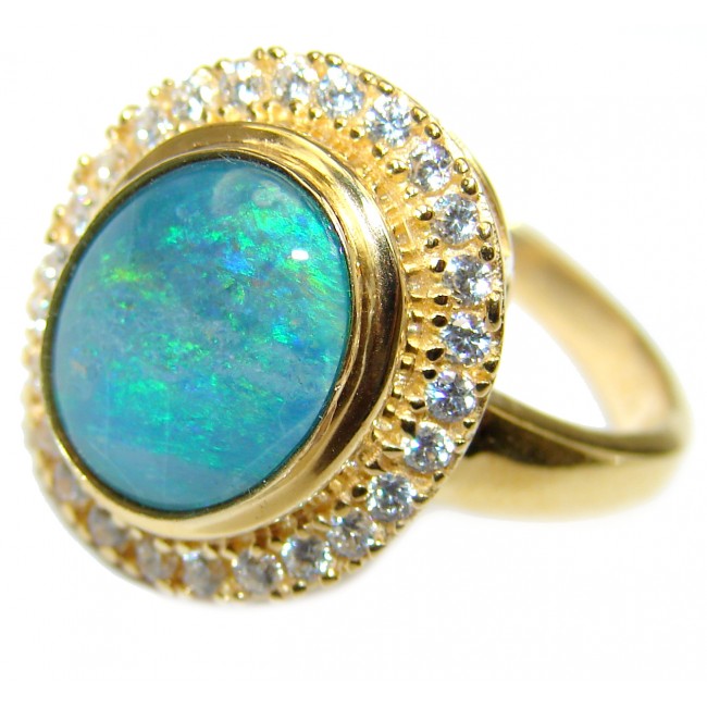 Australian Doublet Opal 14K Gold over .925 Sterling Silver handcrafted ring size 8 1/4