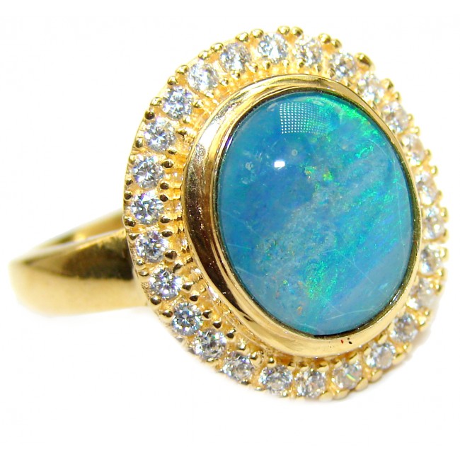 Australian Doublet Opal 14K Gold over .925 Sterling Silver handcrafted ring size 8 1/4
