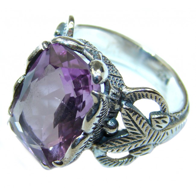 Spectacular genuine Amethyst .925 Sterling Silver handcrafted Ring size 8