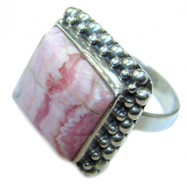 Authentic Rhodochrosite .925 Sterling Silver handmade ring size 6