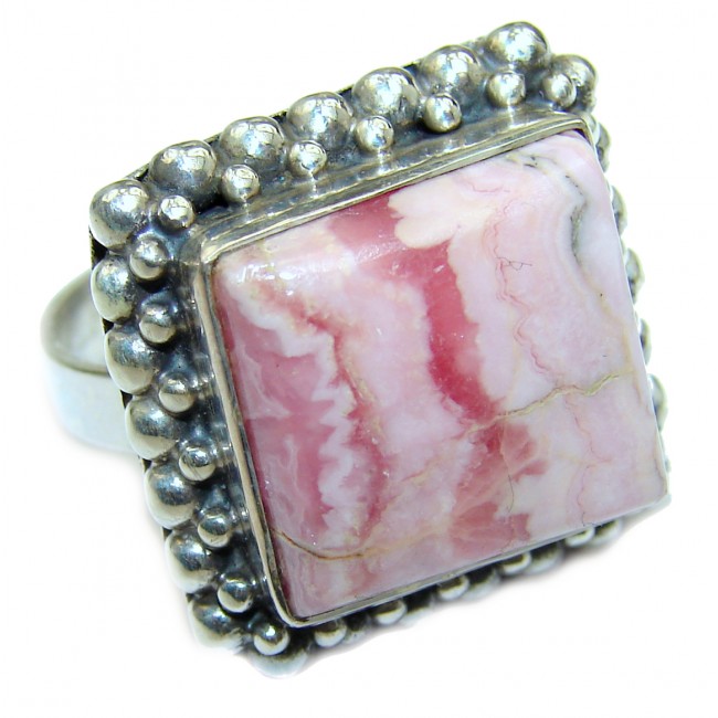 Authentic Rhodochrosite .925 Sterling Silver handmade ring size 6