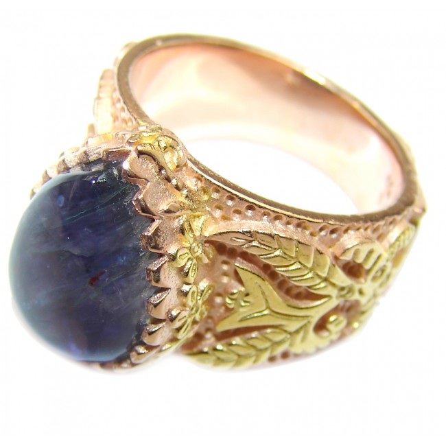 Authentic 27ct Tanzanite 14K Gold over .925 Sterling Silver handmade Ring s. 6 1/4