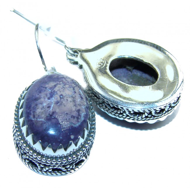 Precious genuine Charoite .925 Sterling Silver handmade earrings