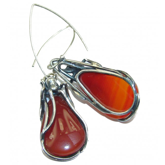 Spiders Baltic Mosaic Amber .925 Sterling Silver entirely handcrafted earrings