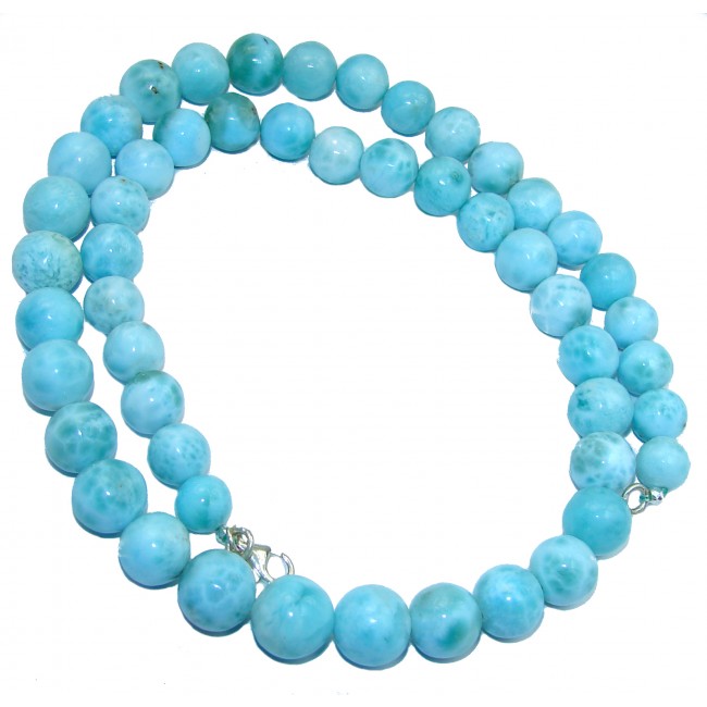 One of the kind Nature inspired Sublime Larimar .925 Sterling Silver handmade 20 inches necklace