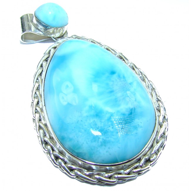 Perfectly Blue Caribbean Larimar .925 Sterling Silver handmade pendant