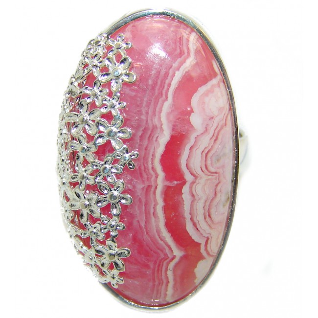 Authentic Rhodochrosite .925 Sterling Silver handmade ring size 7 1/2