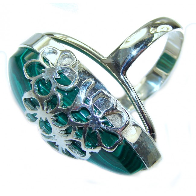 Natural Sublime quality Malachite .925 Sterling Silver handcrafted ring size 7 1/2