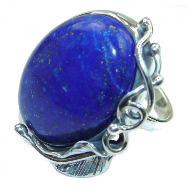 Ocean Inspired Lapis Lazuli .925 Sterling Silver handmade Ring s. 7 1/4 adjustable