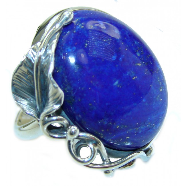 Ocean Inspired Lapis Lazuli .925 Sterling Silver handmade Ring s. 7 1/4 adjustable