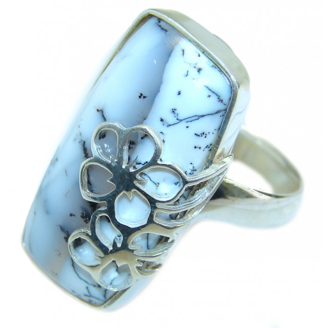 Top Quality Dendritic Agate .925 Sterling Silver hancrafted Ring s. 7 1/2