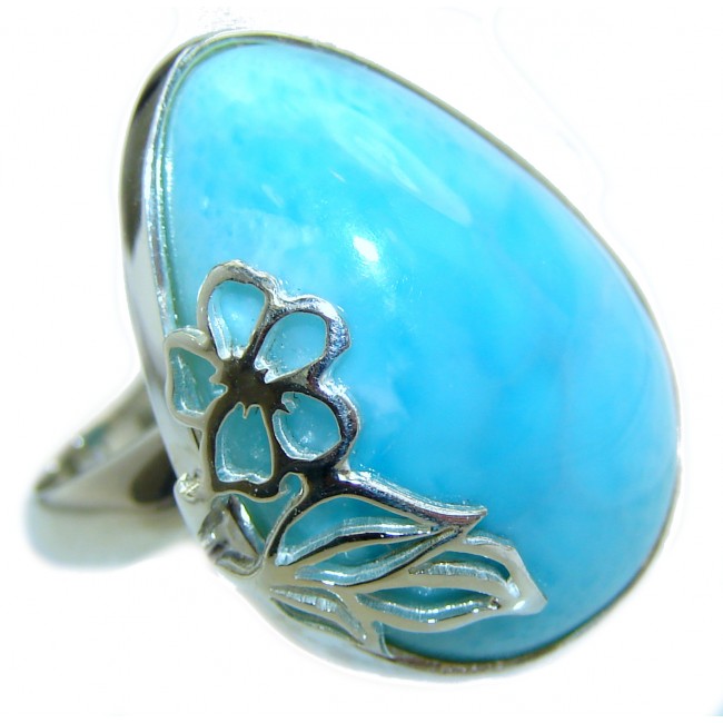 Natural Larimar .925 Sterling Silver handcrafted Ring s. 8