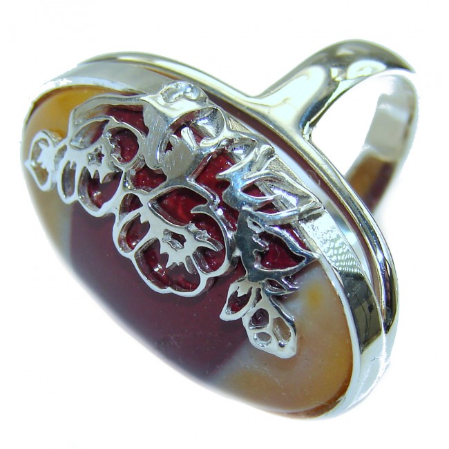 Huge Boho style Mookaite .925 Sterling Silver handmade ring size 8
