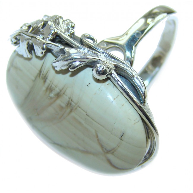 Genuine Imperial Jasper .925 Sterling Silver handcrafted ring s. 7 adjustable