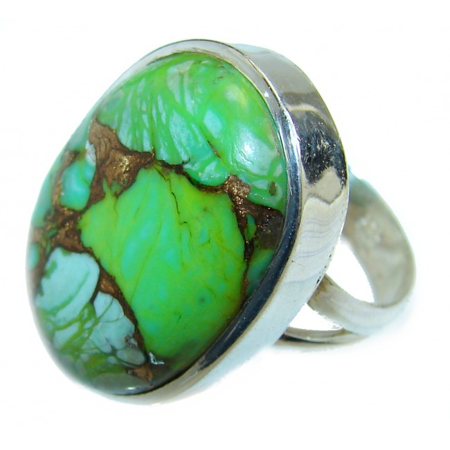 Copper Turquoise .925 Sterling Silver handmade Ring s. 6 3/4