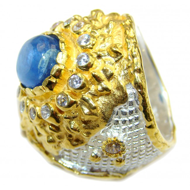 Authentic Australian Blue Kyanite 14K Gold over .925 Sterling Silver handmade Ring s. 6 1/4