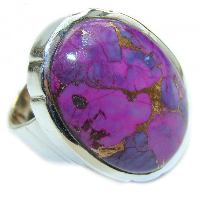 Huge Purple Turquoise .925 Sterling Silver handcrafted ring; s. 7