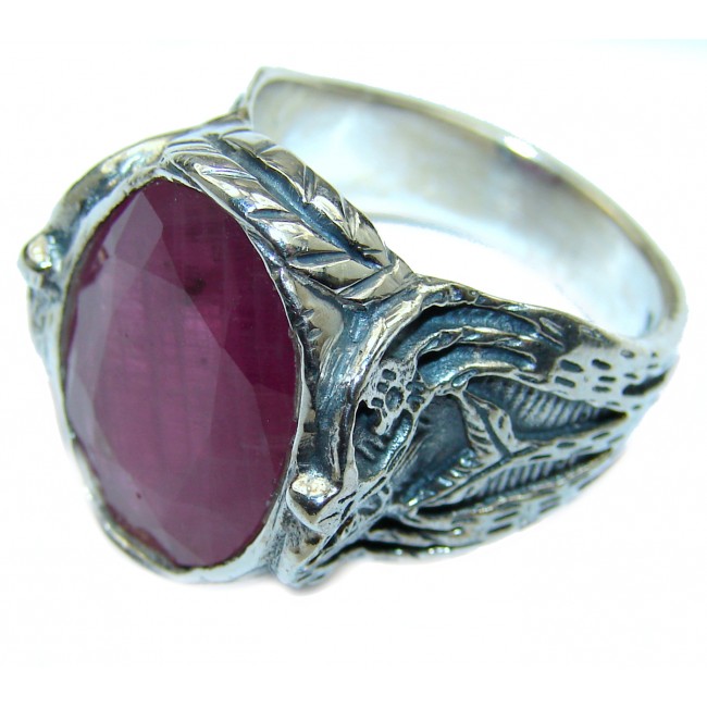 Vintage Design Genuine 25ct Ruby .925 Sterling Silver handmade Ring size 8