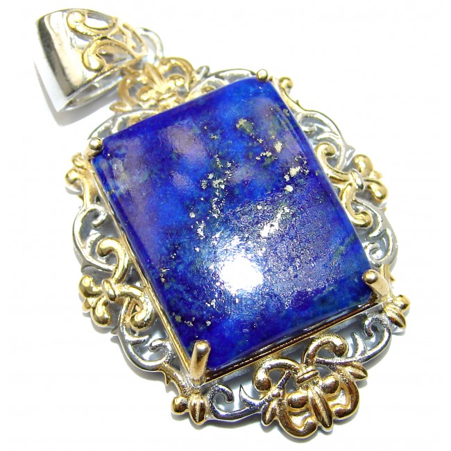 Perfect Lapis Lazuli 14K Gold over .925 Sterling Silver handcrafted Pendant