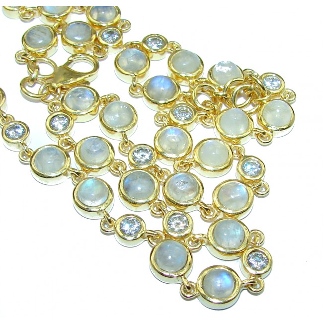 Great Masterpiece genuine Moonstone 14K Gold over .925 Sterling Silver handmade necklace