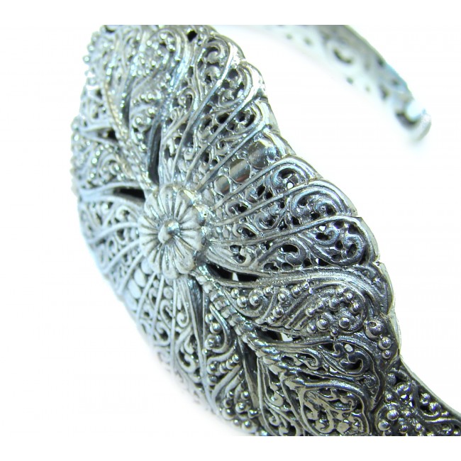 Solid .925 Sterling Silver Leaf handcrafted Bracelet / Cuff