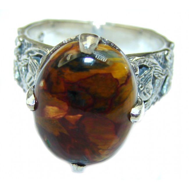 Genuine Silky Pietersite .925 Sterling Silver handcrafted Ring size 8 1/4