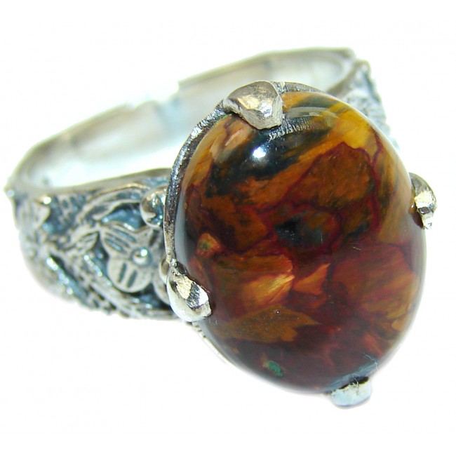Genuine Silky Pietersite .925 Sterling Silver handcrafted Ring size 8 1/4