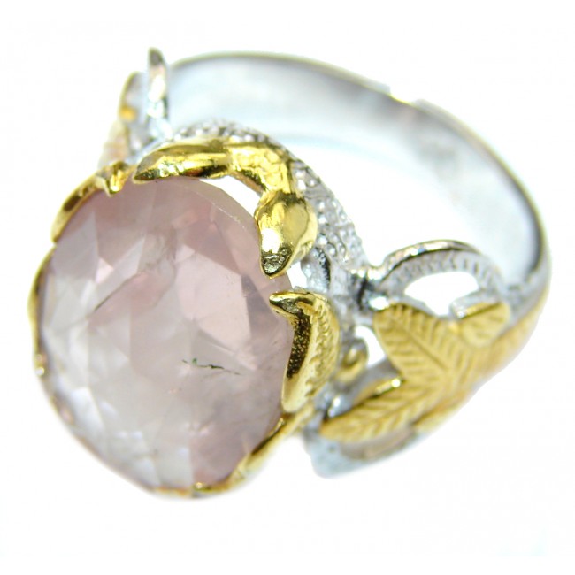 Posh Quality Rose Quartz .925 Sterling Silver handcrafted ring s. 8