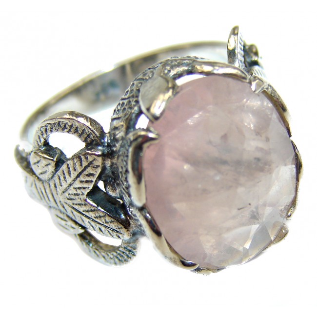 Posh Quality Rose Quartz .925 Sterling Silver handcrafted ring s. 8