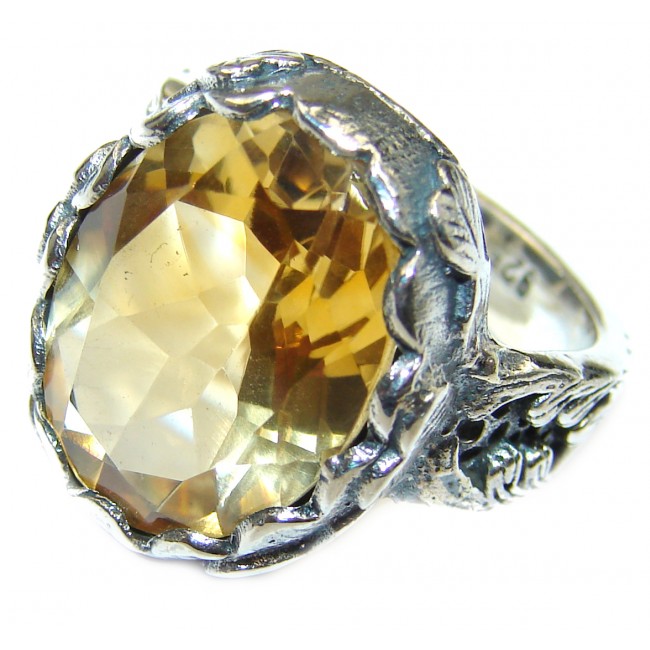 Vintage Style 25ct Natural Citrine 14ct Gold over .925 Sterling Silver handcrafted Ring s. 6