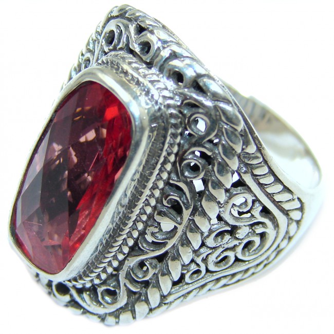 Top Quality Raspberry Topaz .925 Sterling Silver handcrafted Ring s. 11