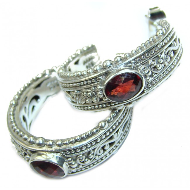 Bali Treasure Red Topaz .925 Sterling Silver handmade earrings