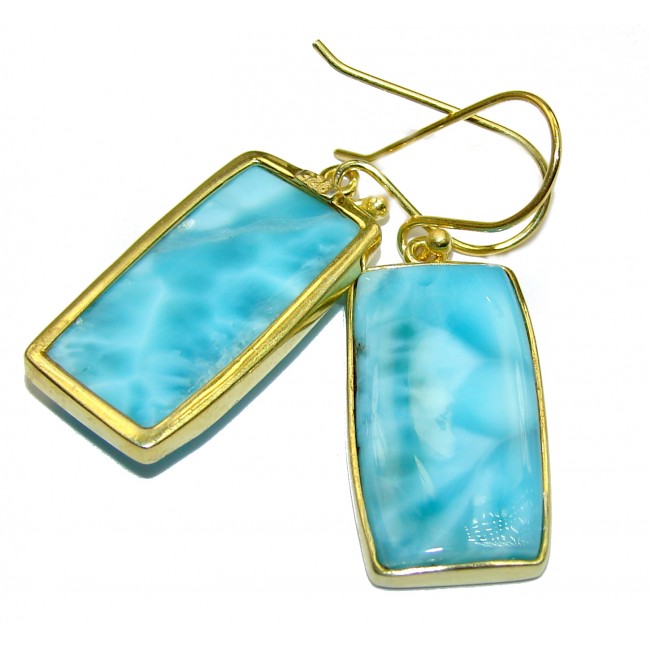 Blue Legacy Larimar 14K Gold over .925 Sterling Silver handmade earrings