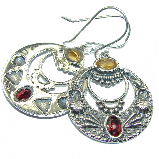 Impressive Multigem .925 Sterling Silver handmade earrings
