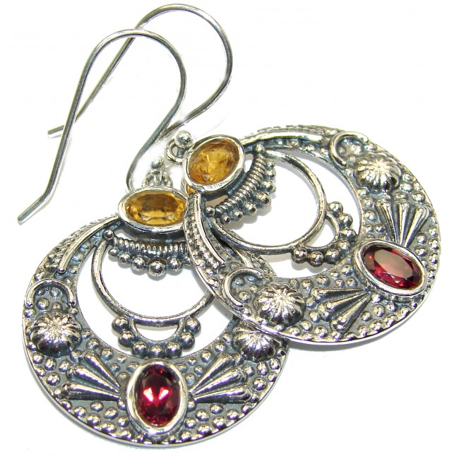 Impressive Multigem .925 Sterling Silver handmade earrings