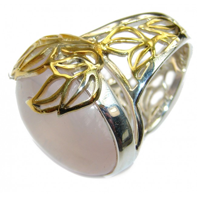 Best Quality Rose Quartz Rose Gold over .925 Sterling Silver handcrafted ring s. 7 adjustable