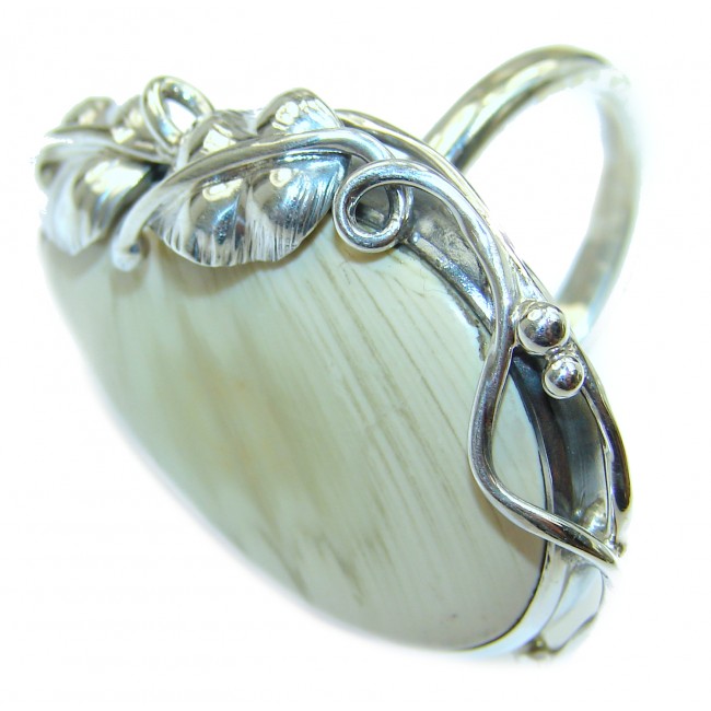 Genuine Imperial Jasper .925 Sterling Silver handcrafted ring s. 6 adjustable