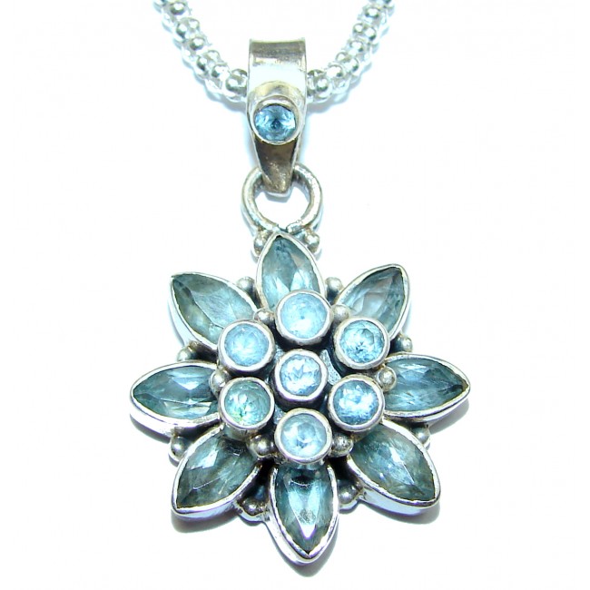Swiss Blue Topaz .925 Sterling Silver handcrafted necklace