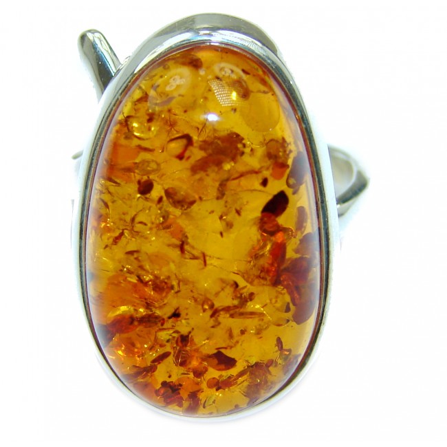 Authentic Baltic Amber .925 Sterling Silver handcrafted ring; s 9