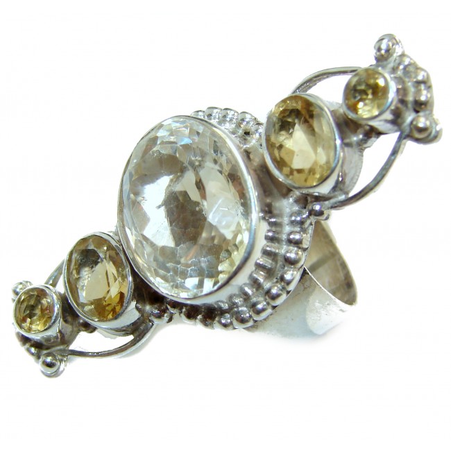Vintage Style Natural Citrine .925 Sterling Silver handcrafted Ring s. 5 1/4