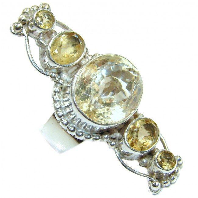 Vintage Style Natural Citrine .925 Sterling Silver handcrafted Ring s. 5 1/4