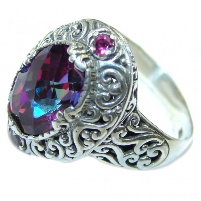 HUGE Top Quality Magic Volcanic Pink Topaz .925 Sterling Silver handcrafted Ring s. 12