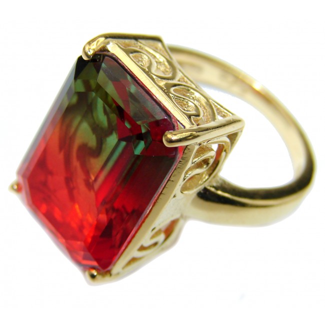 Genuine 25ct Tourmaline color Topaz .925 Sterling Silver handcrafted ring; s. 7 1/4
