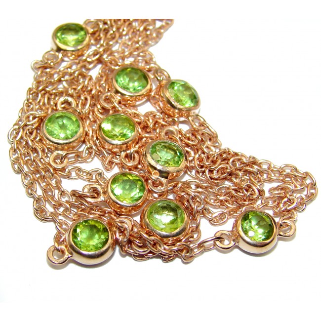 36 inches genuine Peridot Gold over .925 Sterling Silver handmade Necklace