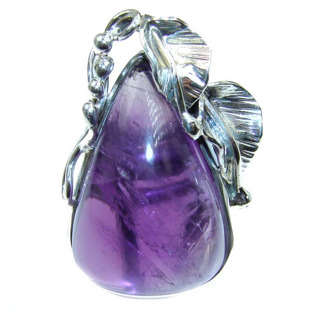 Spectacular 55ct genuine Amethyst .925 Sterling Silver handcrafted Ring size 8 adjustable
