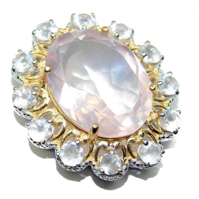 Pink Power 55ct Rose Quartz 14K Gold over .925 Sterling Silver handcrafted Pendant