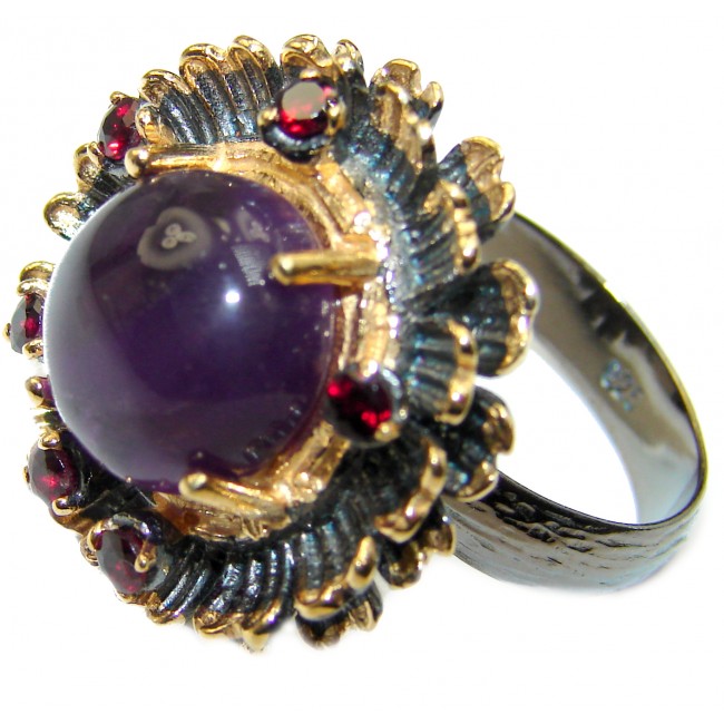 Spectacular 20ct genuine Amethyst .925 Sterling Silver handcrafted Ring size 7 adjustable