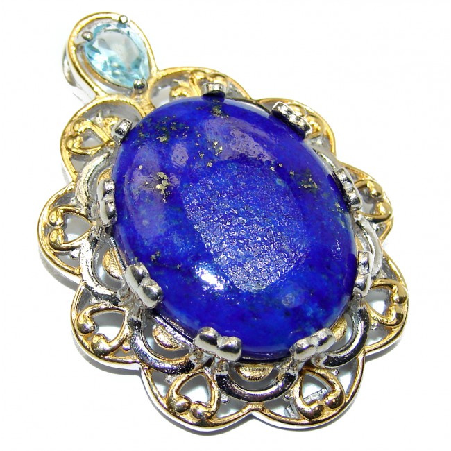 Royal Blue Lapis Lazuli 14K Gold over .925 Sterling Silver handcrafted Pendant